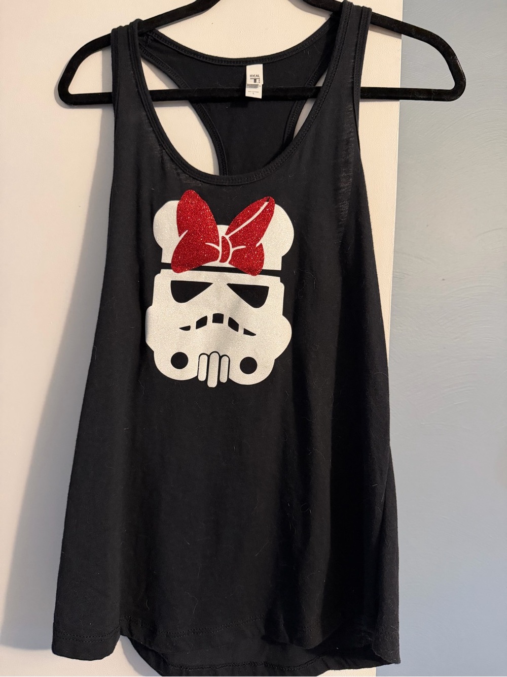Black Racerback Tank with Disney Stormtrooper Minnie Graphic